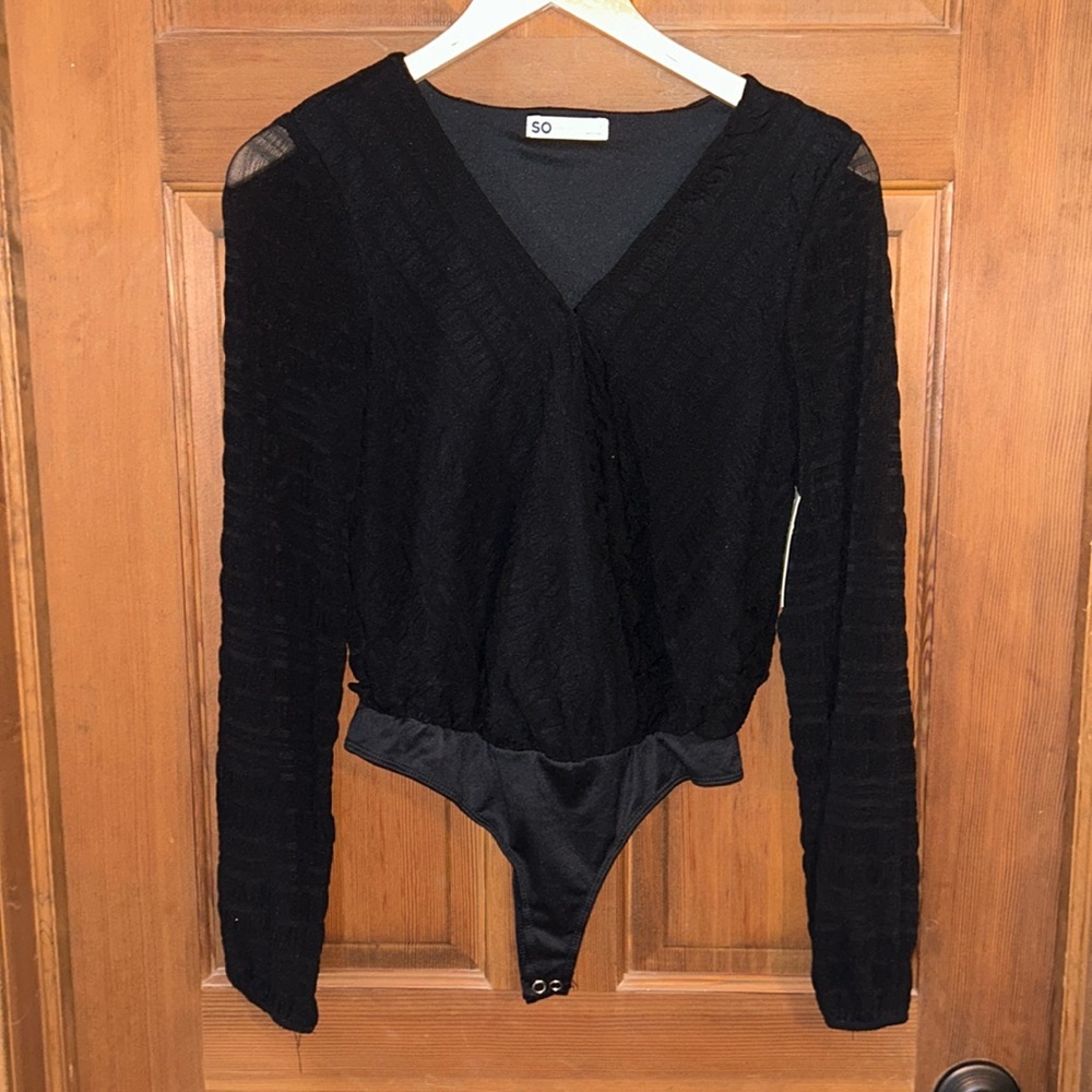 SO Out of Office black long sleeve bodysuit- Small